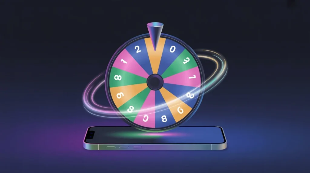 Spin number wheel used for a giveaway draw